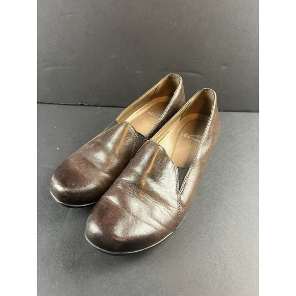 Dansko Size 37 Casual Dark‎ Brown Leather Slip On Clog Shoes Womens - Picture 1 of 8